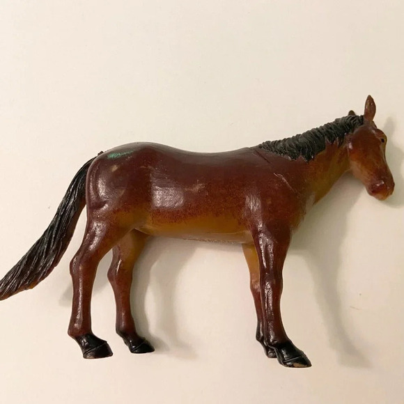Vintage Lot of 2 Plastic Hollow Horses Brown and Black 2.5 and 3.5 Inch Size - Picture 5 of 13
